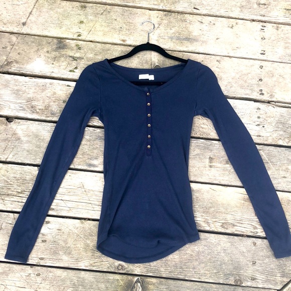 Navy blue, button down, long-sleeved shirt. New condition. No stains or rips. - Picture 1 of 2